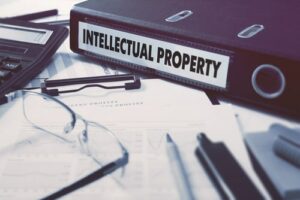 intellectual property counsel concept, folder with inscription intellectual property